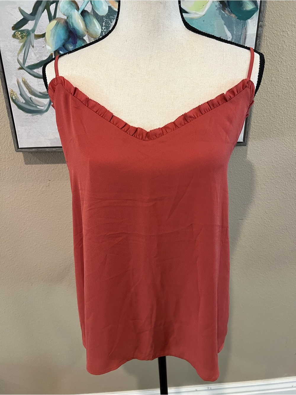 LOFT Rust Red Ruffle-Trim Camisole